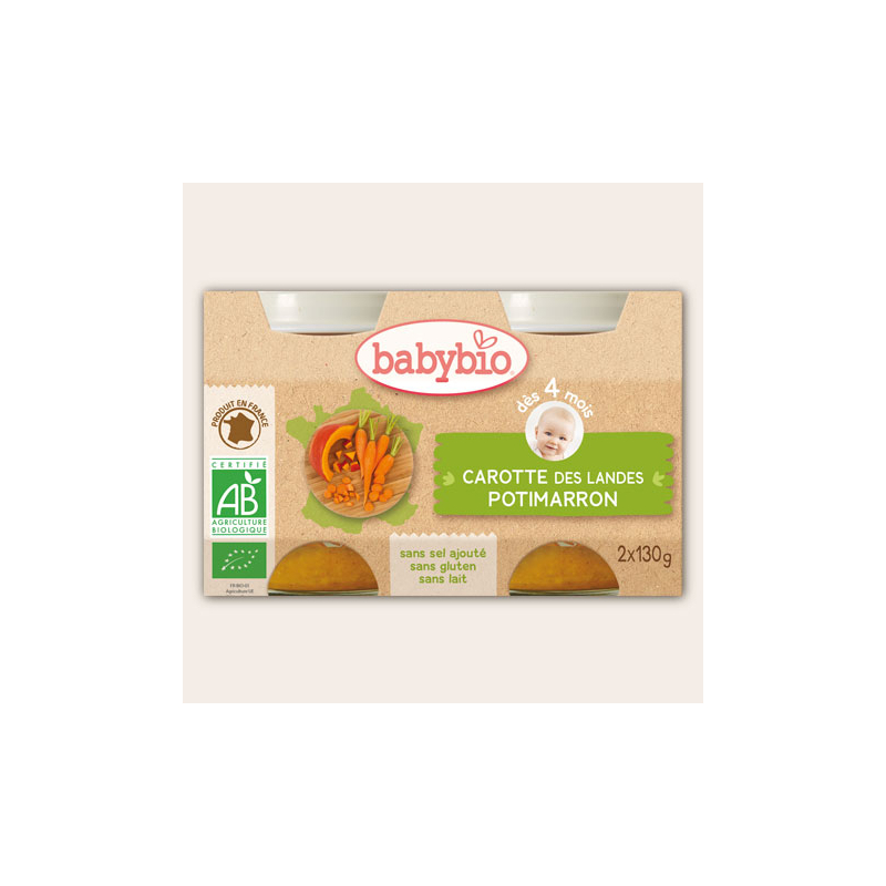 Petit pot de légumes Carottes Potimarron, 2x130gr