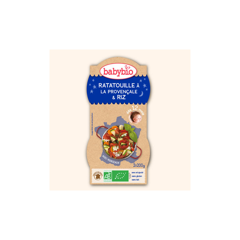 Bol Bonne Nuit - Ratatouille à la Provençale & Riz, 2x200g