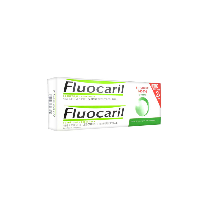 Dentifrice Bi-Fluoré 145mg Menthe - 2 x 75ml