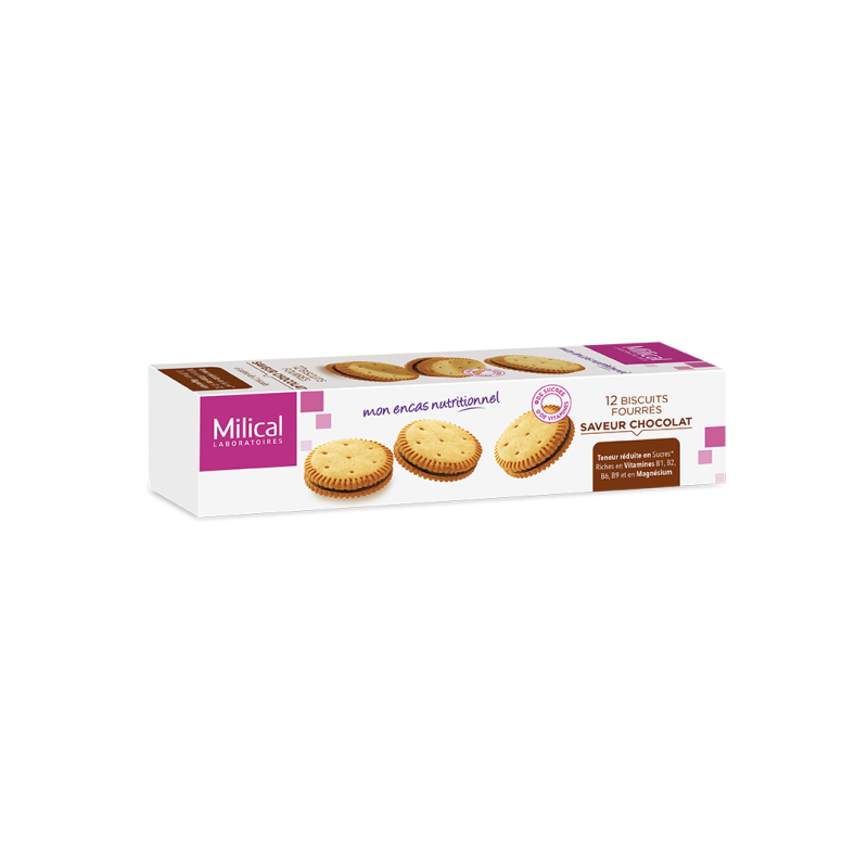 Biscuits fourrés saveur Chocolat, 12 biscuits