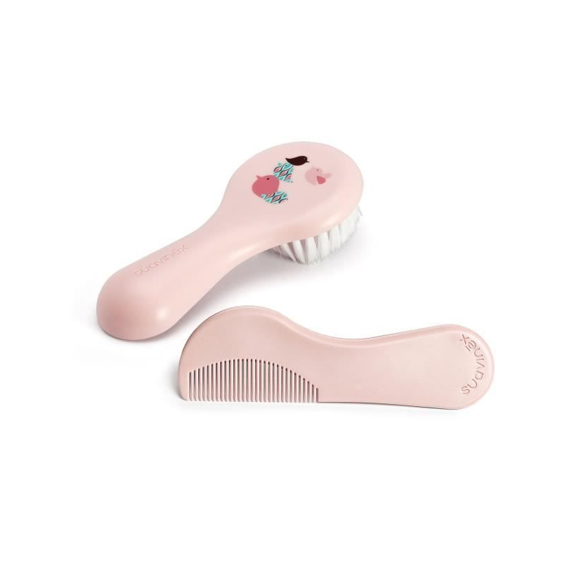 SUAVINEX lot brosse-peigne Nouveau né - rose