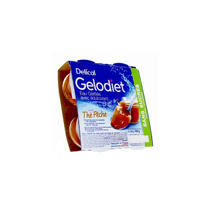 Gelodiet Eau Gélifiée Edulcorée Thé-Pêche - 4x120g