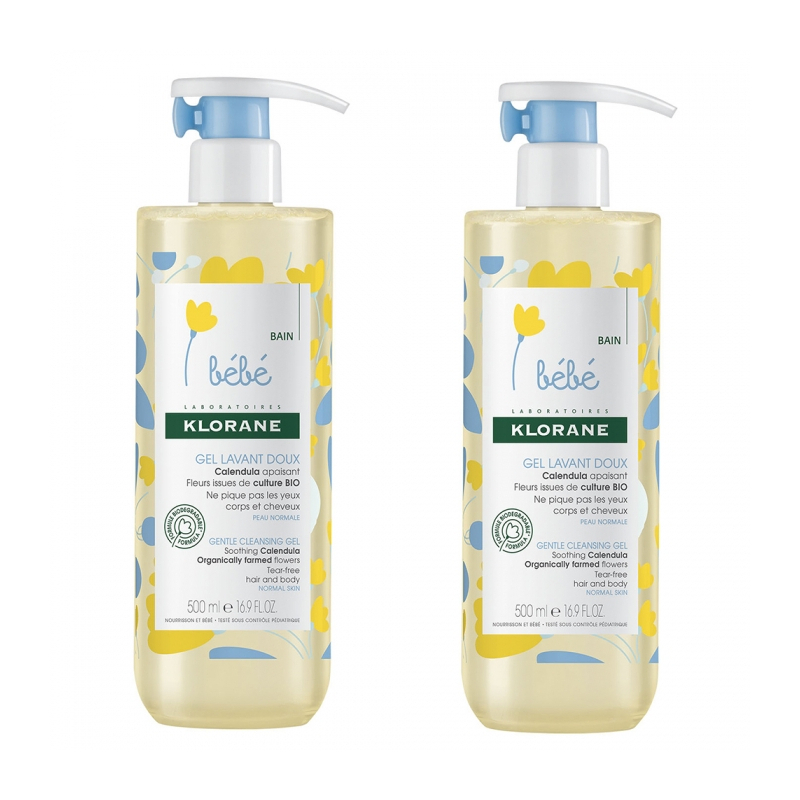 Klorane Bébé Gel Lavant Doux - Lot de 2 x 500 ml