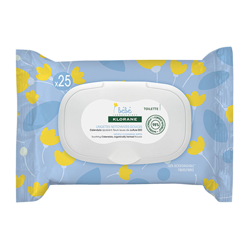 Klorane Bébé Lingettes Nettoyantes Douces - 25 Lingettes