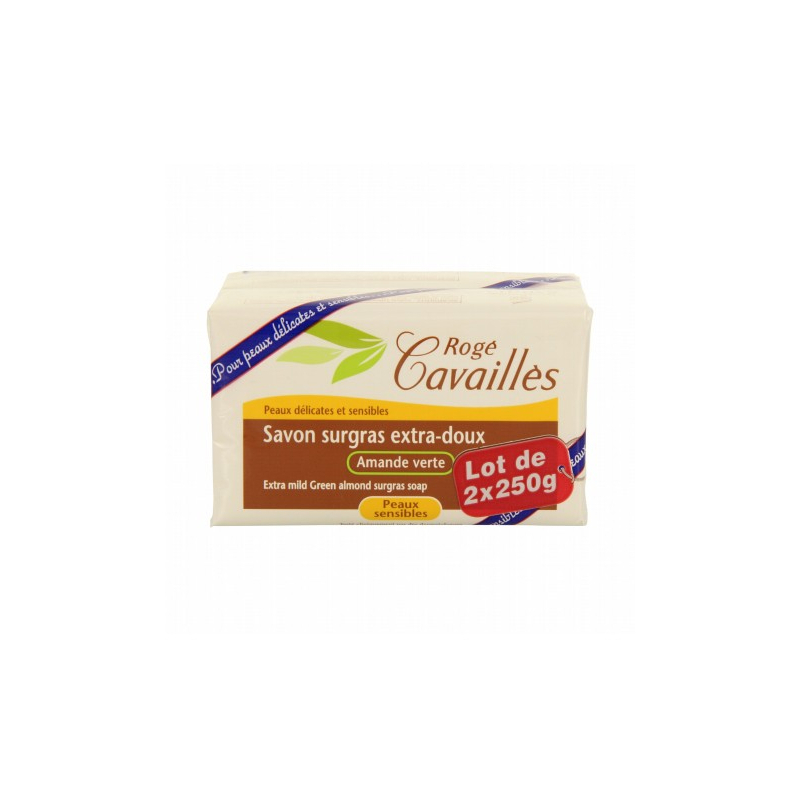 Rogé Cavaillès Savon Surgras Extra-Doux Amande Verte - Lot de 2 x 250 g