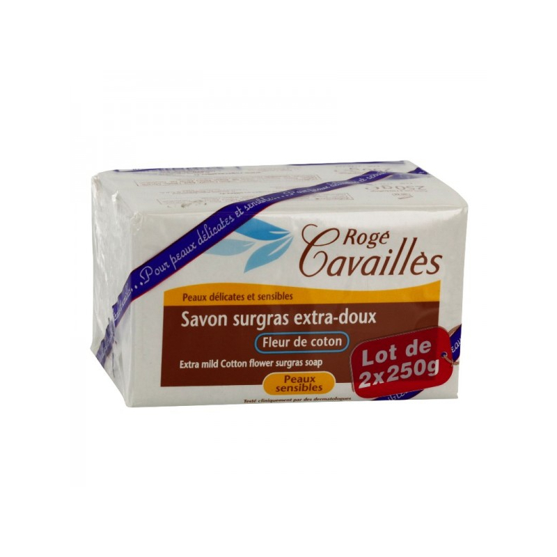 Rogé Cavaillès Savon Surgras Extra-Doux Fleur de Coton - Lot de 2 x 250 g