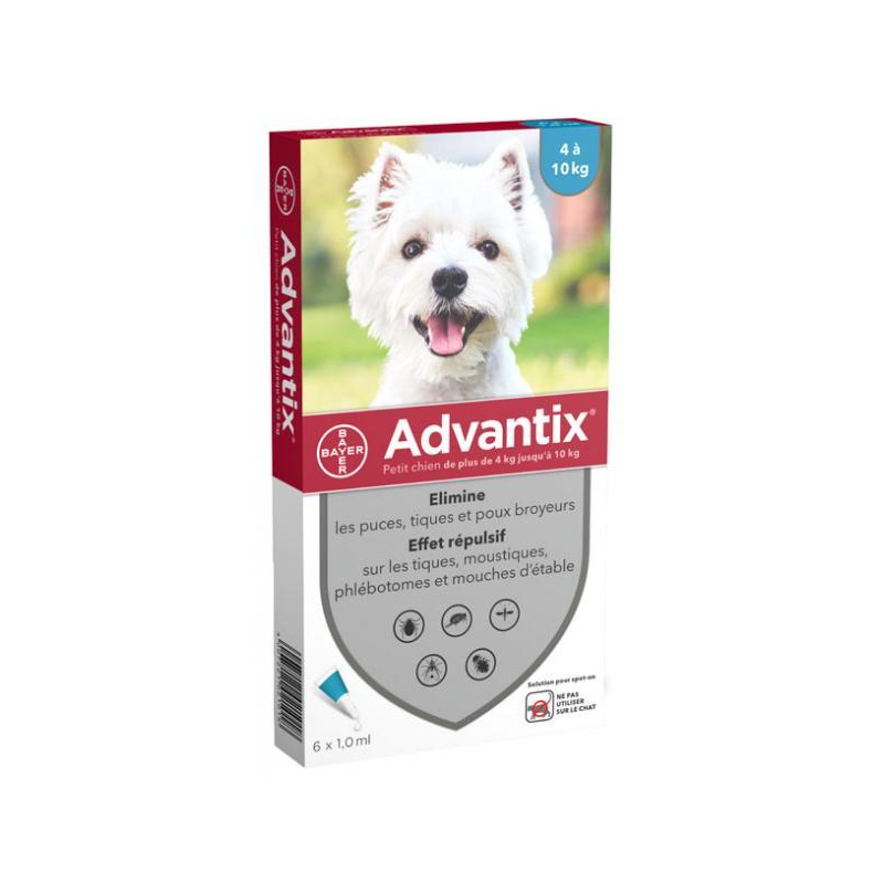 Bayer Advantix Petit Chien 4 à 10 kg - 6 pipettes