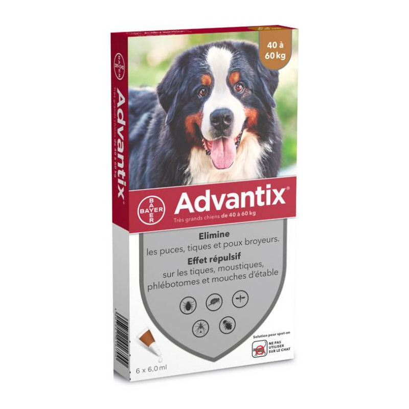 Bayer Advantix Grand Chien 40 à 60 kg - 6 Pipettes