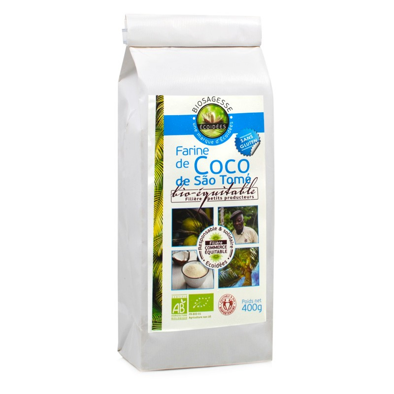 Biosagesse Farine de Coco de Sao Tomé Bio équitable - 400g