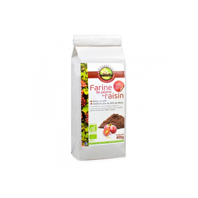 Biosagesse Farine de pépins de raisin Bio - 400g