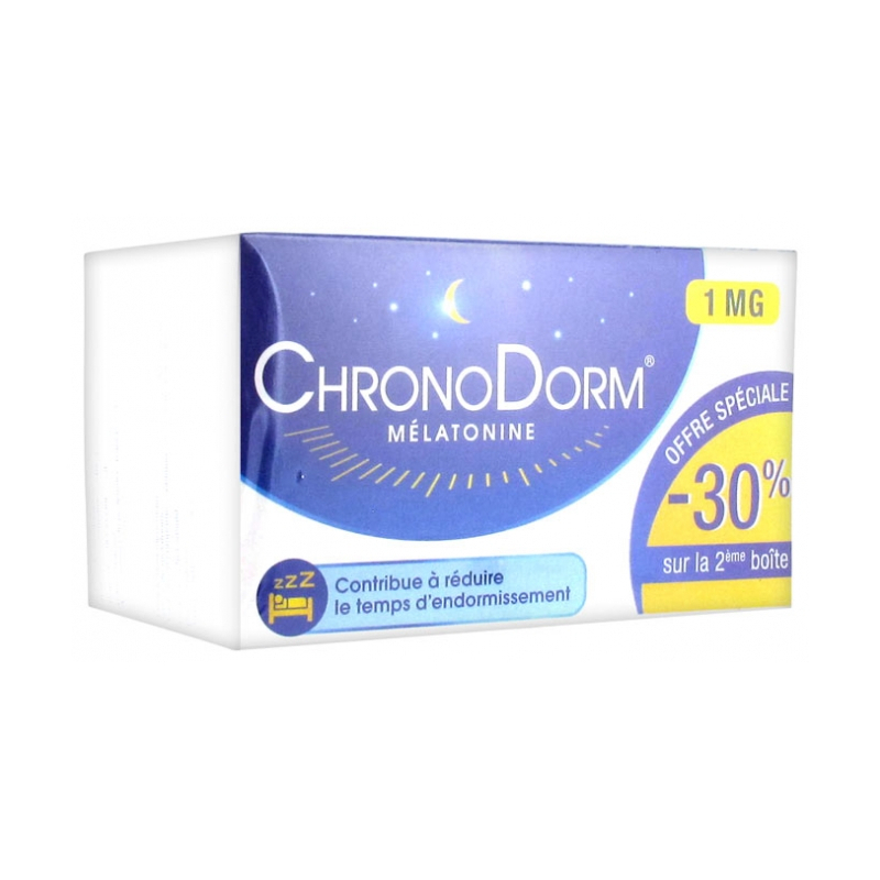 ChronoDorm Mélatonine 1 mg - Lot de 2 x 30 Comprimés