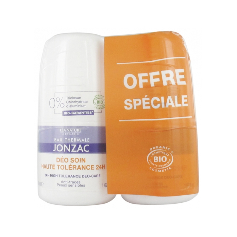 Eau de Jonzac Déo Soin Haute Tolérance 24H Bio - Lot de 2 x 50 ml