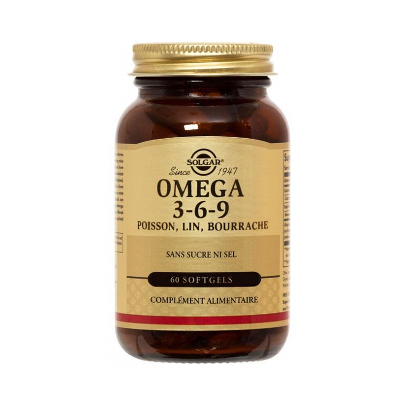 Solgar Omega 3-6-9 Poisson, Lin, Bourrache - 60 Gélules