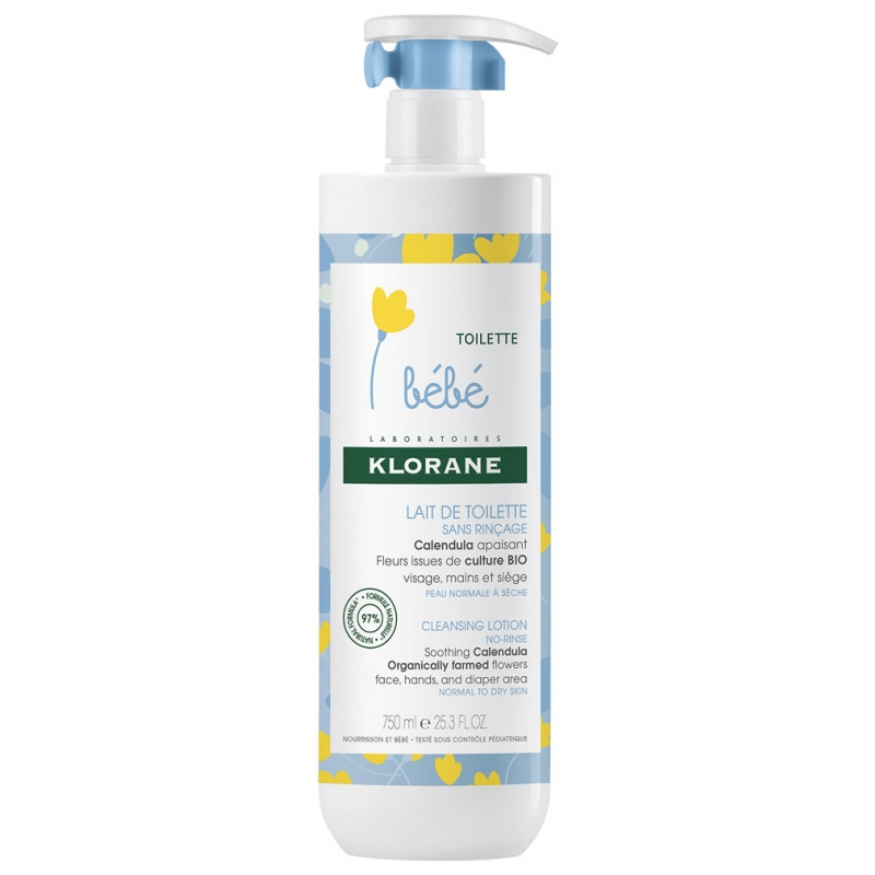 Klorane Bébé Lait de Toilette sans Rinçage - 750 ml