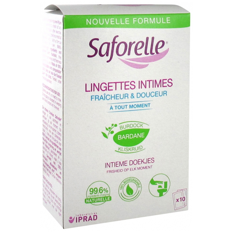 Saforelle Lingettes Intimes Individuelles - 10 Lingettes 