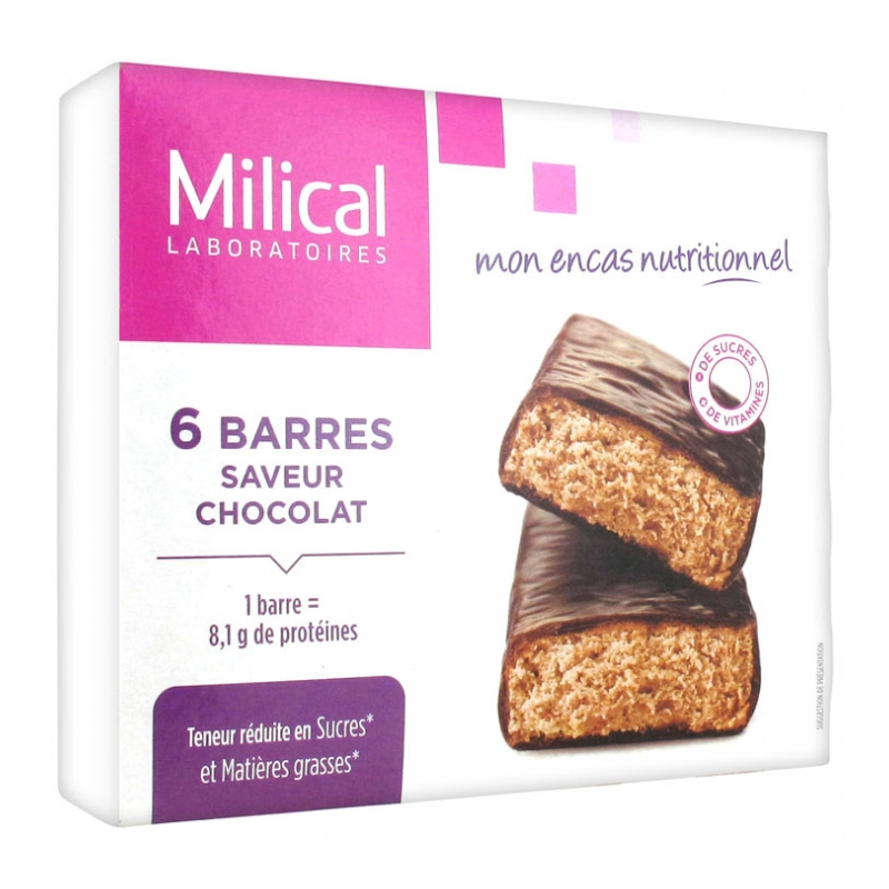 Milical Hyperprotéiné Chocolat - 6 barres