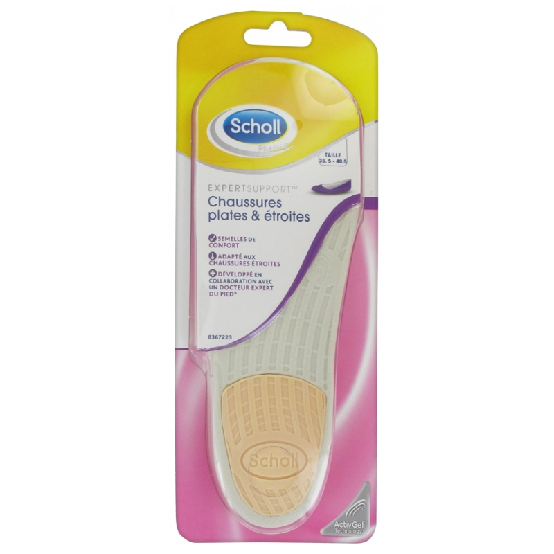 Scholl ExpertSupport Semelles de Confort Chaussures Plates et Étroites 35,5-40,5 - 1 paire