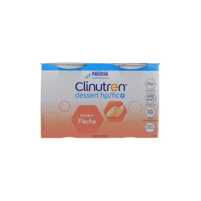 Clinutren Dessert HP/HC+ saveur pêche - 4x200g