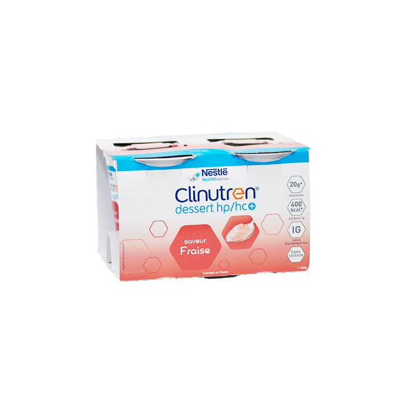 Clinutren Dessert HP/HC+ saveur fraise - 4x200g