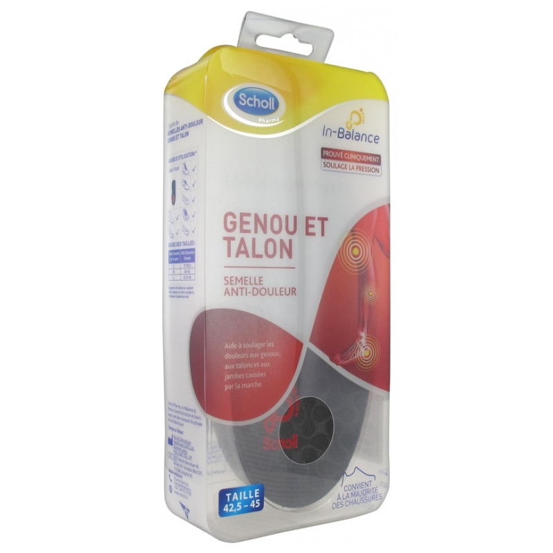 Scholl ExpertSupport Semelles Anti-Douleur Genou et Talon Taille : 42,5-45 - 1 paire 