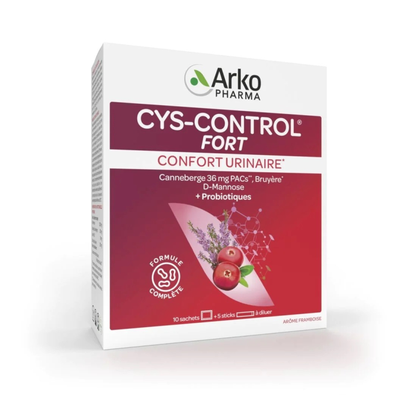 Arkopharma Cys-Control Fort - 10 Sachets + 5 Sticks à Diluer