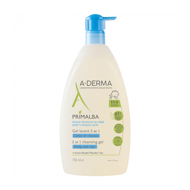 A-Derma Primalba Gel Lavant 2 En 1 Pompe Pack Eco Concu - 750ml 