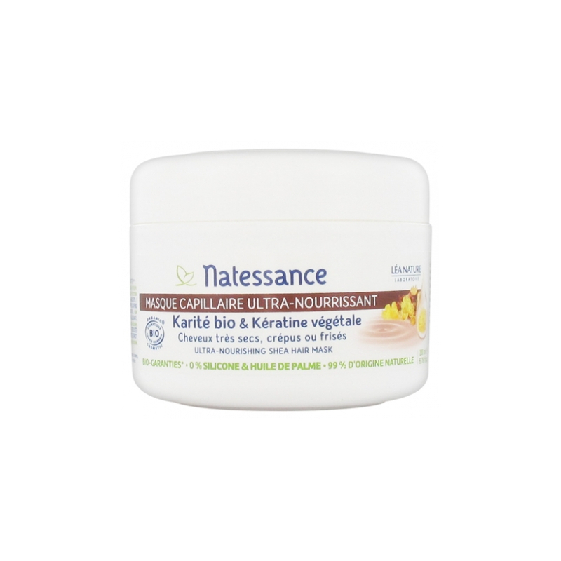 Natessance Masque Capillaire Ultra-Nourrissant Karité Bio & Kératine Végétale Bio - 200ml