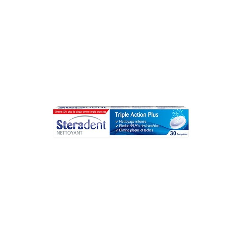 Steradent Nettoyant Triple Action plus - 30 Comprimés