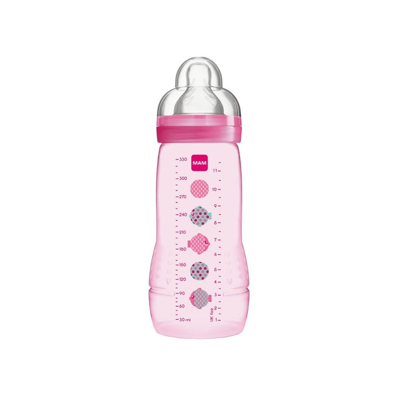 MAM Biberon Easy Active coloré 2ème âge Rose - 330 ml