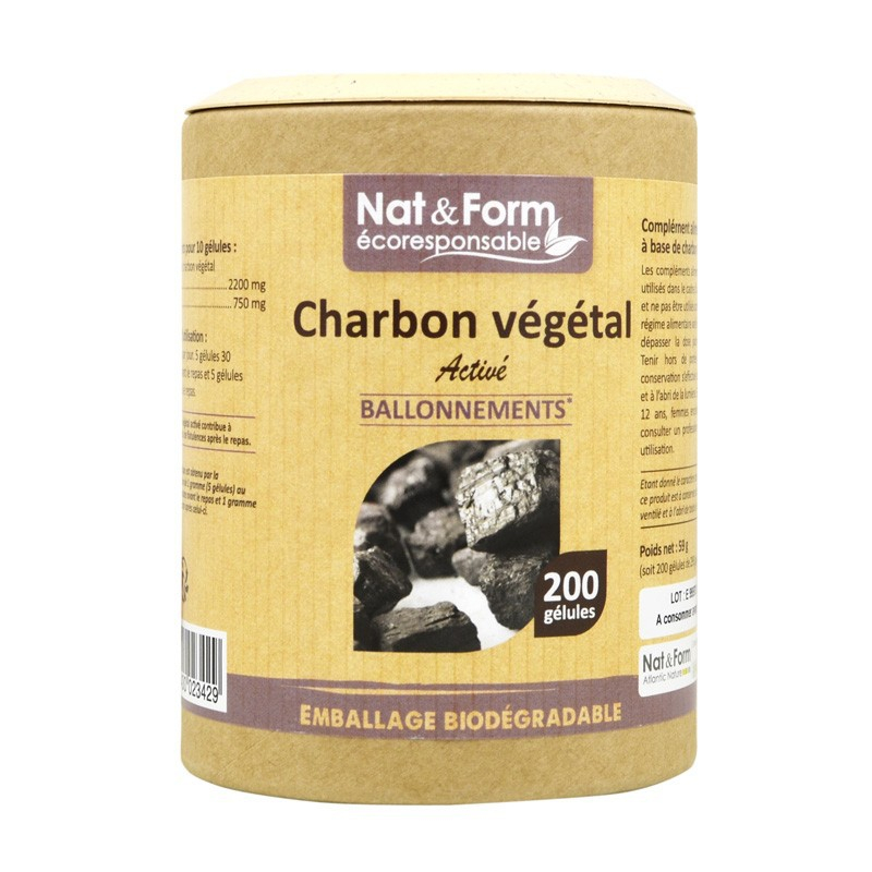 Nat&Form Charbon végétal activé - 200 gélules