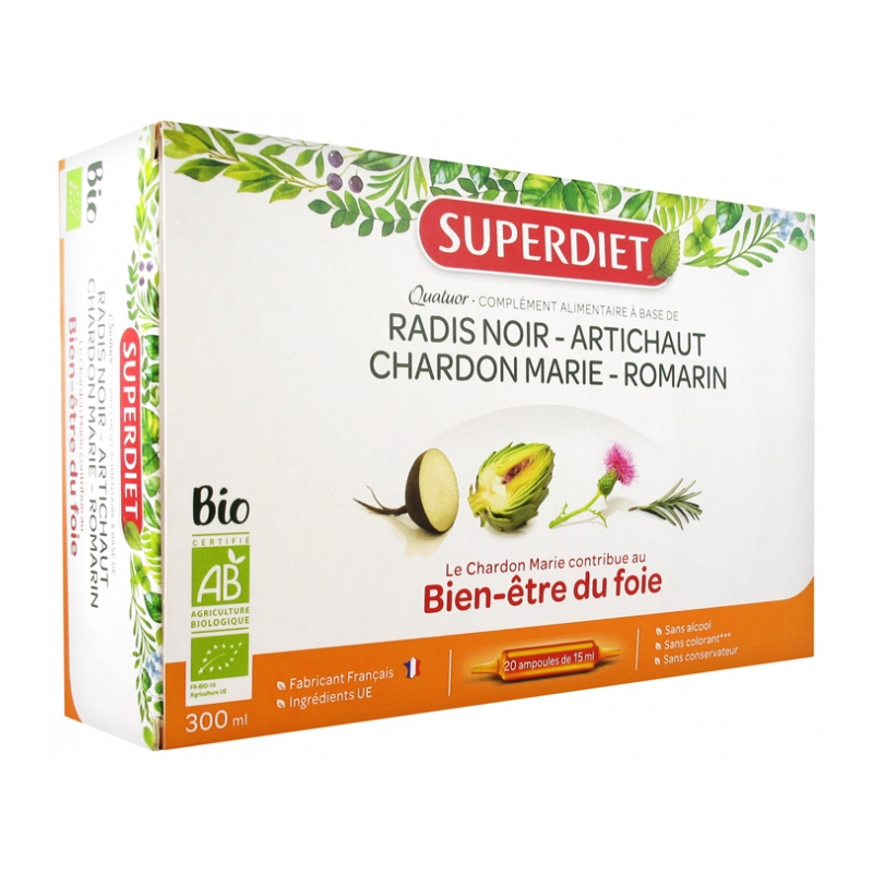 Super Diet Quatuor Chardon Marie Digestion Bio - 20 Ampoules