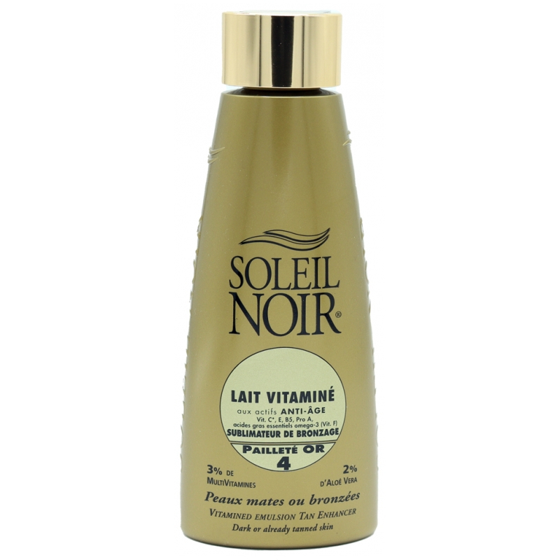 Soleil Noir Lait Vitaminé Sublimateur de Bronzage 4 Pailleté Or - 150ml