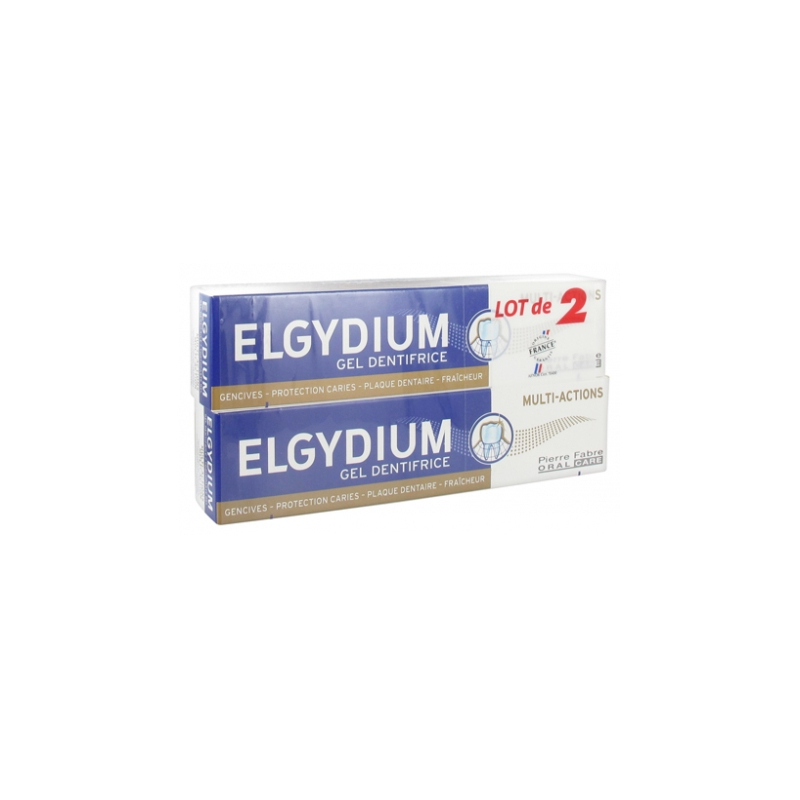 Elgydium Gel Dentifrice Multi-Actions - Lot de 2 x 75 ml