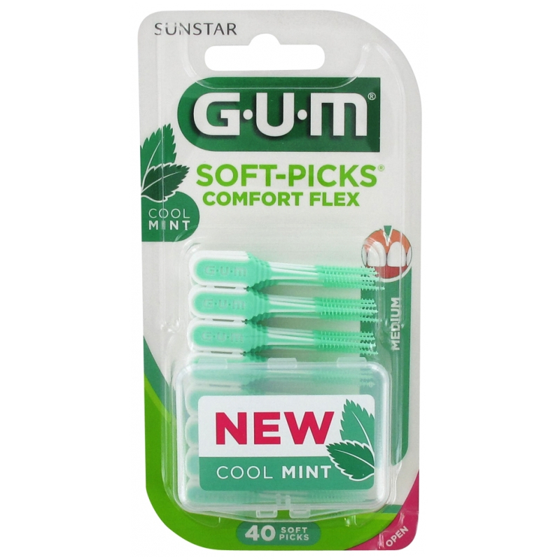 GUM Soft Picks Comfort Flex Cool Mint - 40 Unités