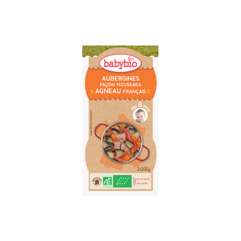 Babybio aubergine façon moussaka agneau français dès 8 mois 2 - 200g