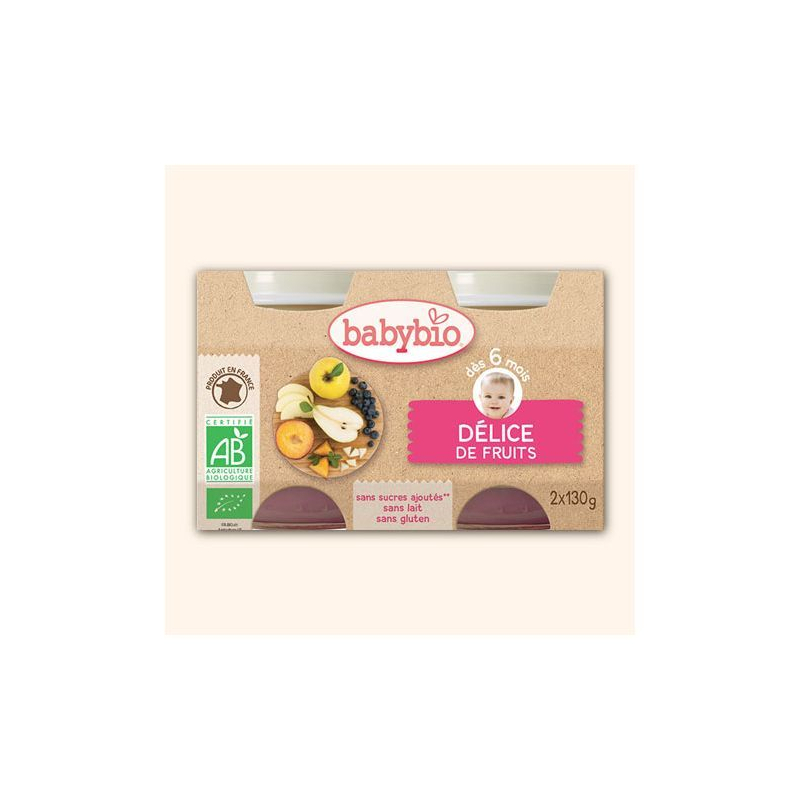 Babybio Petits Pots Délice de Fruits - 2X130g 