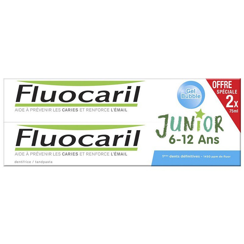 Fluocaril Junior Dentifrice bubble 6-12 ans - Lot de 2 x 75ml