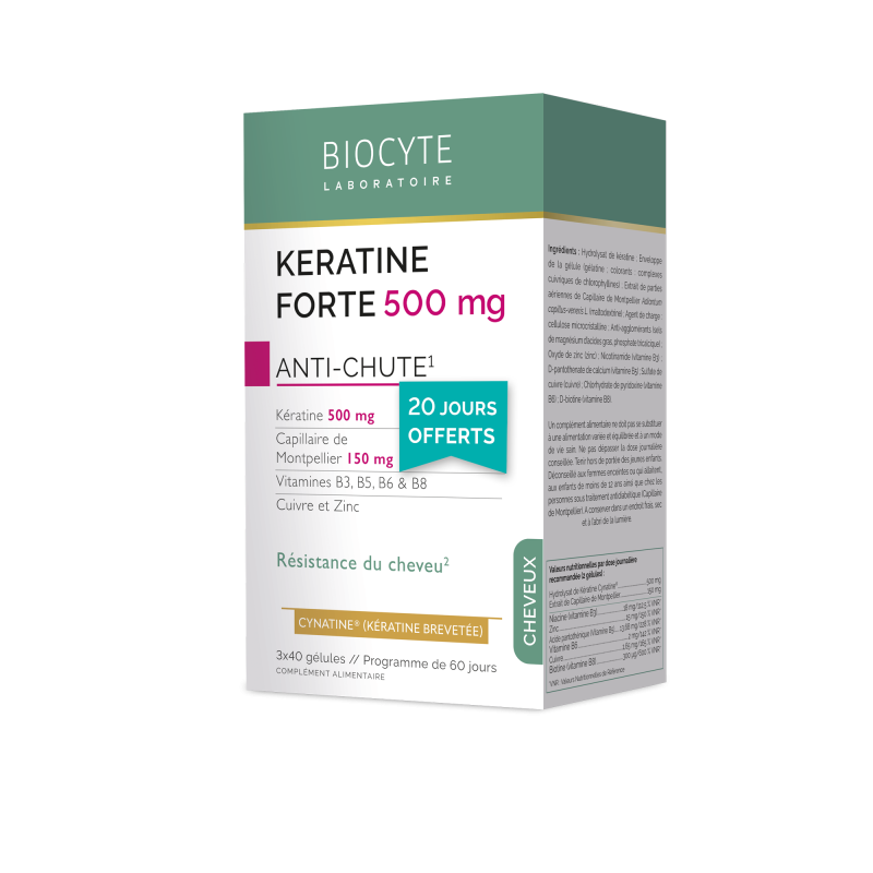 Biocyte Kératine forte anti-chute - 3 x 40 gélules