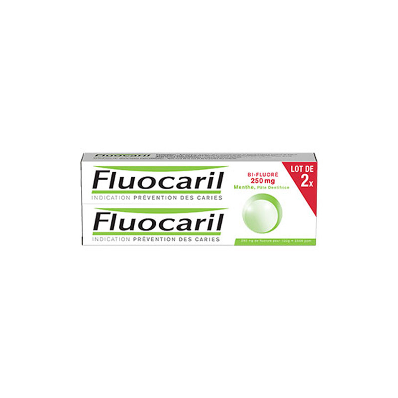 Fluocaril Bifluoré 250 mg Menthe, pâte dentifrice - Lot de 2 x125 ml