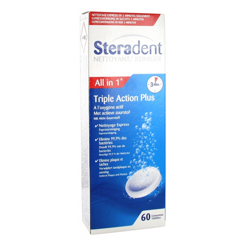 Steradent Triple Action Plus - 60 Comprimés