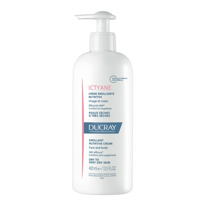 Ducray Ictyane Crème Émolliente Nutritive Visage et Corps - 400 ml