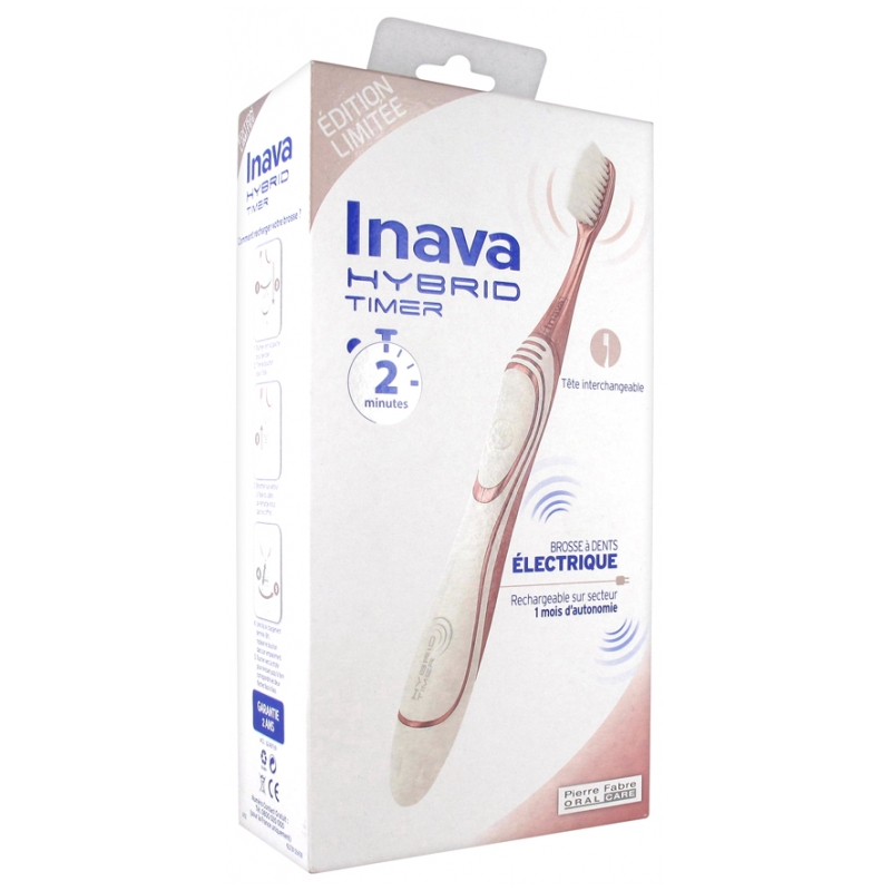 Inava Hybrid Timer Brosse à Dents Electrique Edition Limitée Rose et Blanc - 1 unité 