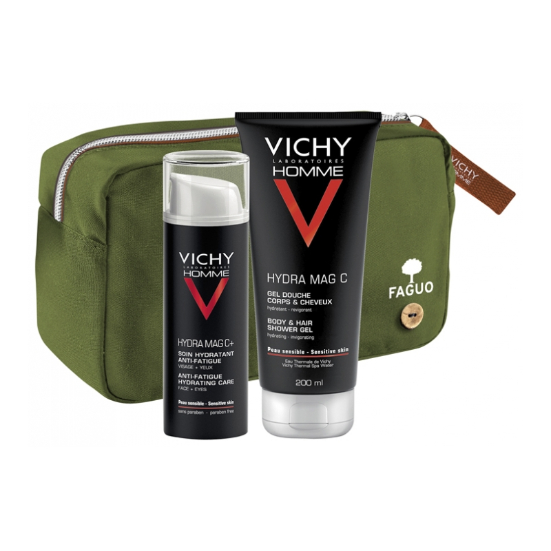 Vichy Homme Kit Anti-Fatigue + Trousse FAGUO Verte Offerte