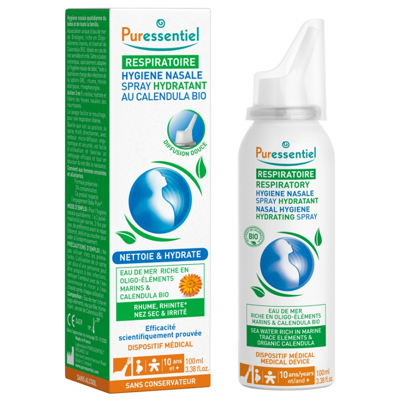 Puressentiel Respiratoire Hygiène Nasale Spray Hydratant au Calendula Bio - 100 ml