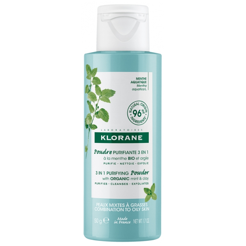 Klorane Poudre Purifiante 3en1 à la Menthe Bio et Argile - 50 g