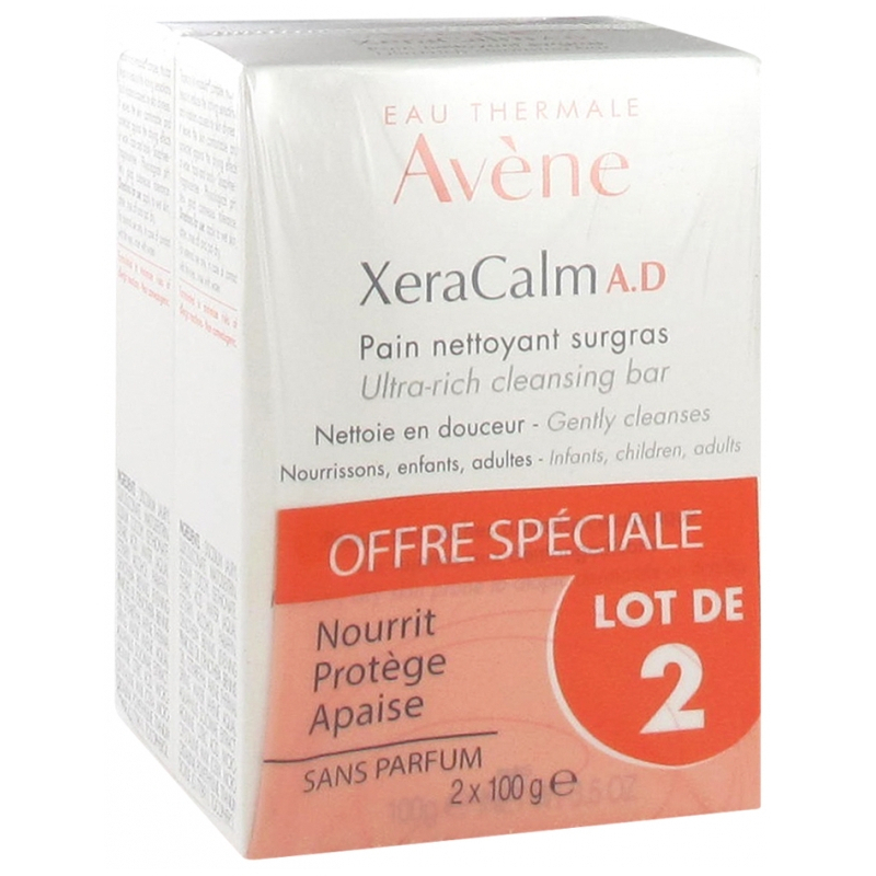 Avène XeraCalm AD Pain Nettoyant Surgras - Lot de 2 x 100 g