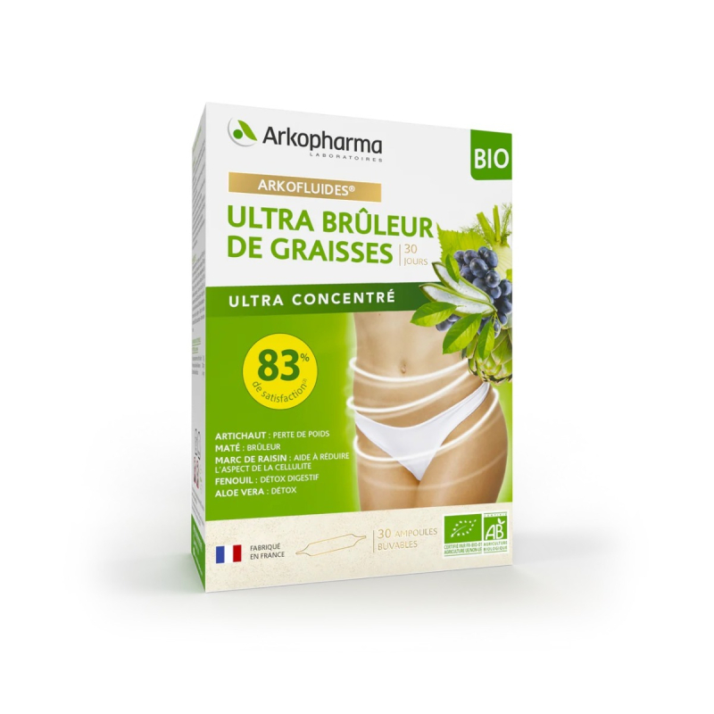 Arkofluide Bio Ultra Brûleur de Graisses Vegan - 30 Ampoules