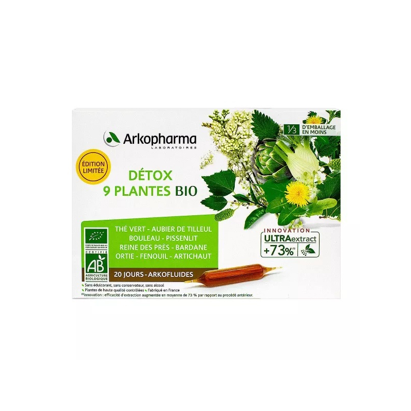 ARKOPHARMA Arkofluides détox 9 plantes bio - 20 ampoules