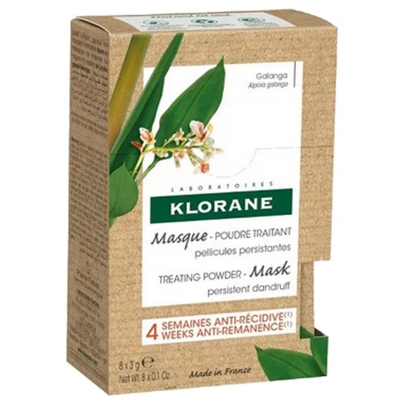 Klorane Masque Poudre Traitant au Galanga Pellicules Persistantes - 8 Sachets