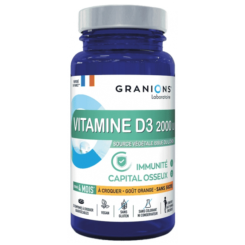 Granions Vitamine D3 2000 UI - 30 Comprimés à Croquer